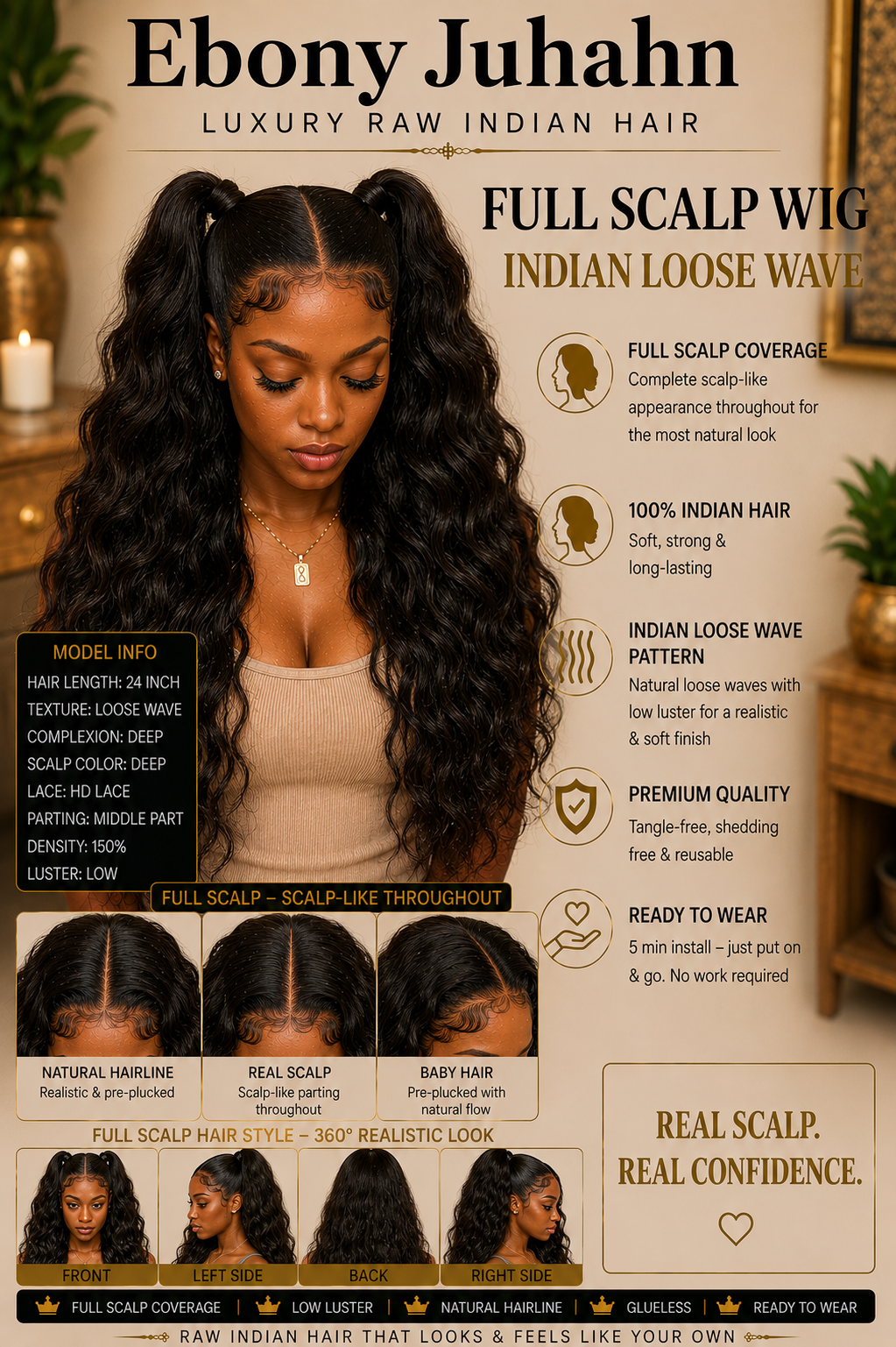 Full Scalp Indian Hair Wig