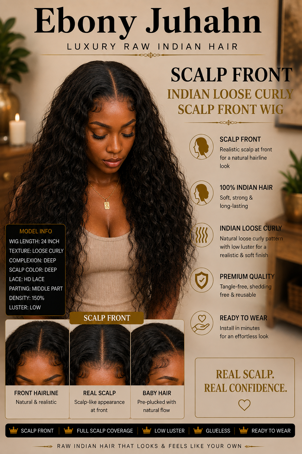 Indian Scalp Frontal Wigs