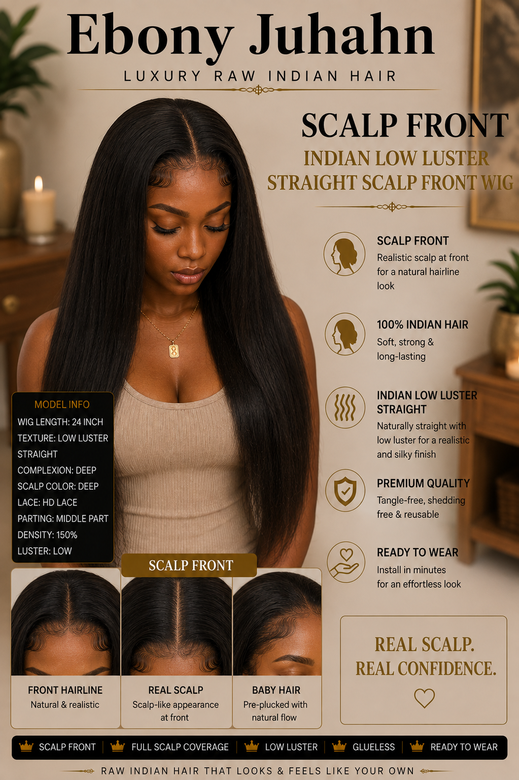 Indian Scalp Frontal Wigs
