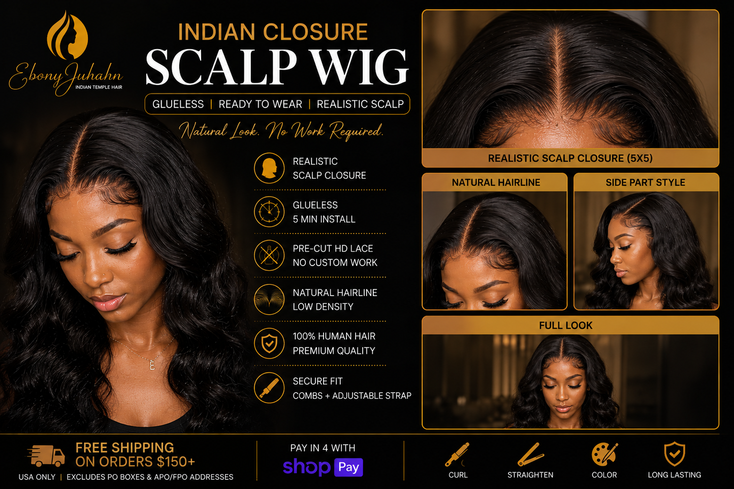 In-stock Scalp Closure Wigs